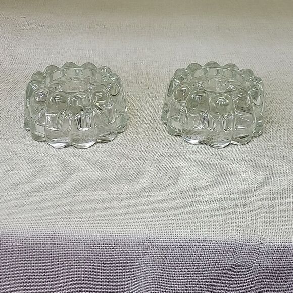 Princess House Crystal Reversible 3 Way Glass Candle Holder #486 set of 2 - Picture 1 of 6